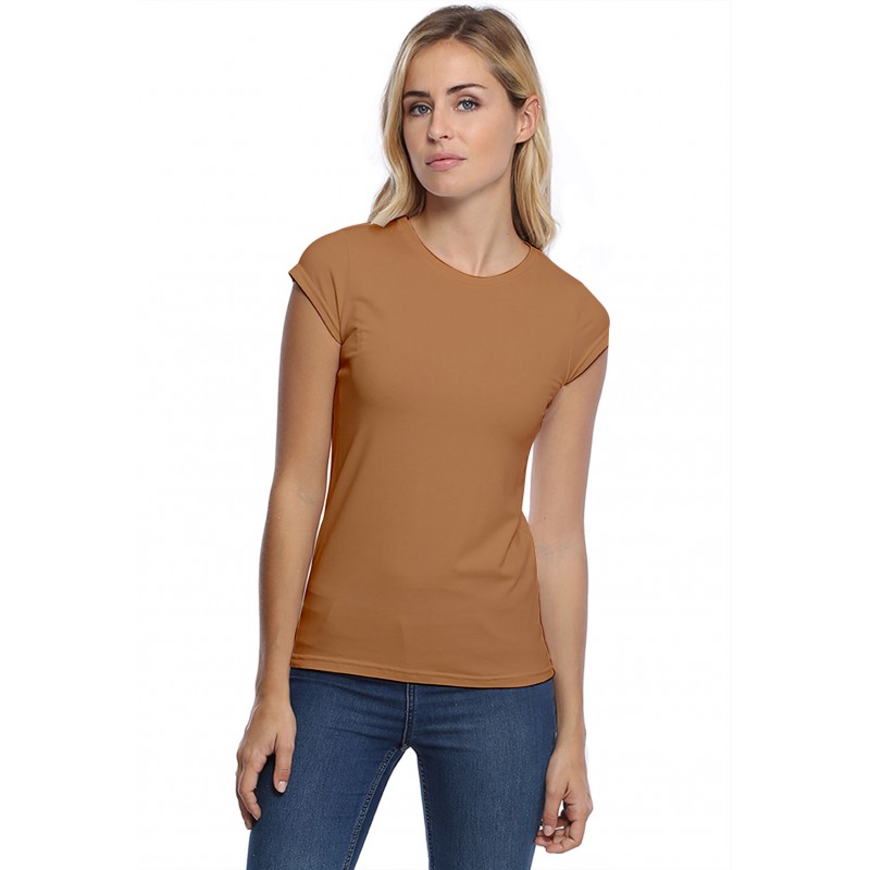 T-shirt coupe droite ras du cou manches courtes capes en modal SACHA02 T-shirt coupe droite ras du cou manches courtes capes en modal SACHA02