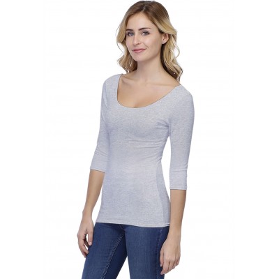 T-shirt col danseuse manches 3-4 en modal ROXANE04