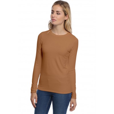 T-shirt coupe droite col ras du cou manches longues en modal SACHA05