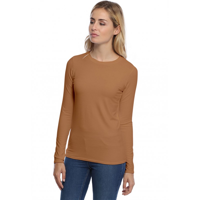 T-shirt coupe droite col ras du cou manches longues en modal SACHA05 T-shirt coupe droite col ras du cou manches longues en modal SACHA05