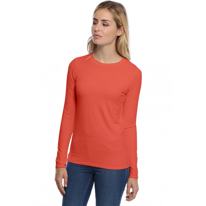 T-shirt coupe droite col ras du cou manches longues en modal SACHA05 T-shirt coupe droite col ras du cou manches longues en modal SACHA05