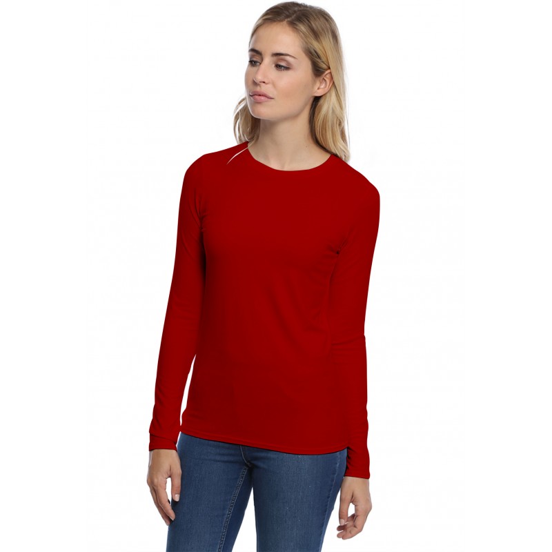 T-shirt coupe droite col ras du cou manches longues en modal SACHA05