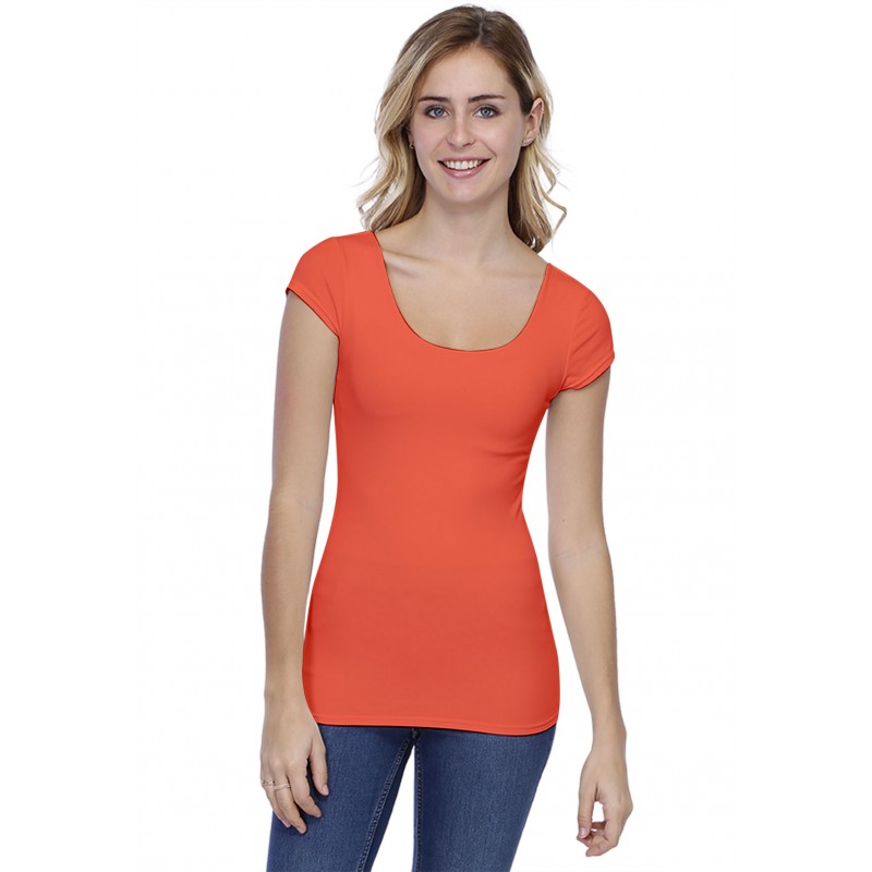 T-shirt col danseuse manches courtes capes en modal ROXANE02 T-shirt col danseuse manches courtes capes en modal ROXANE02