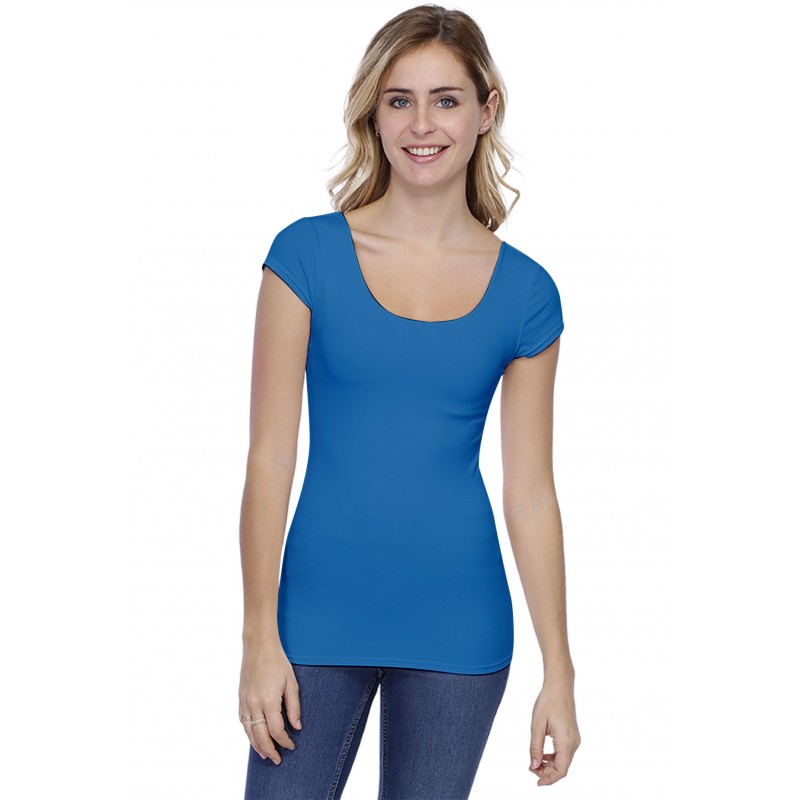 T-shirt col danseuse manches courtes capes en modal ROXANE02 T-shirt col danseuse manches courtes capes en modal ROXANE02