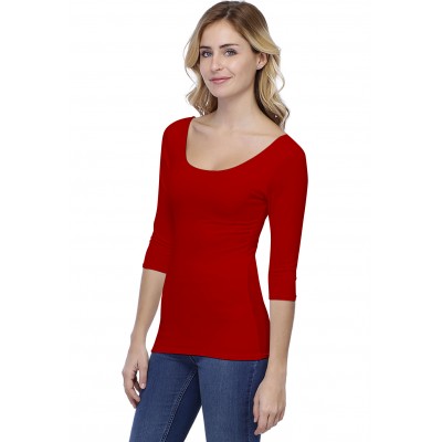 T-shirt col danseuse manches 3-4 en modal ROXANE04