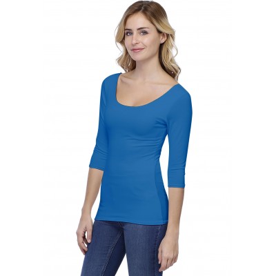 T-shirt col danseuse manches 3-4 en modal ROXANE04