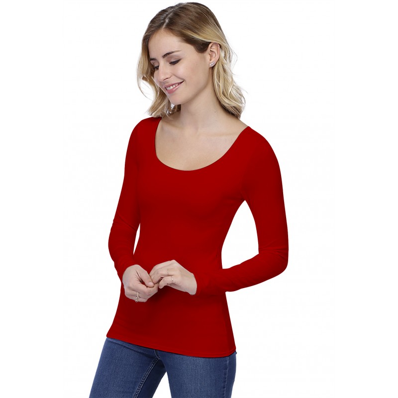 T-shirt col danseuse manches longues en modal ROXANE05 T-shirt col danseuse manches longues en modal ROXANE05