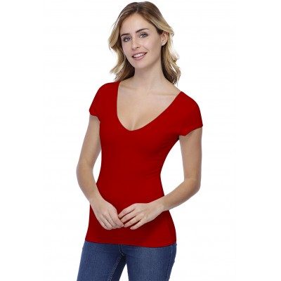 T-shirt col V doublé devant et derrière manches courtes en modal VIVI02