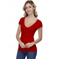 T-shirt col V doublé devant et derrière manches courtes en modal VIVI02