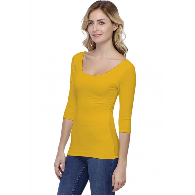 T-shirt col danseuse manches 3-4 en modal ROXANE04 T-shirt col danseuse manches 3-4 en modal ROXANE04