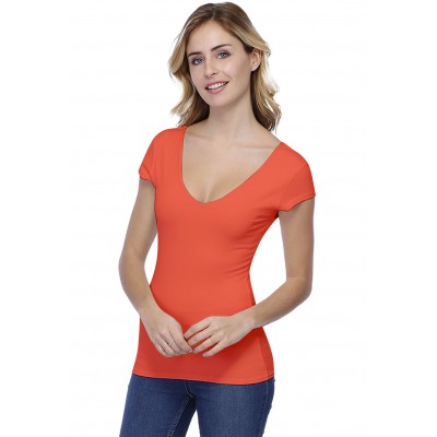 T-shirt col V doublé devant et derrière manches courtes en modal VIVI02