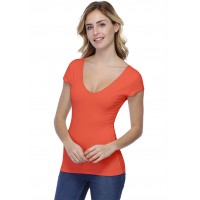 T-shirt col V doublé devant et derrière manches courtes en modal VIVI02