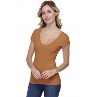 T-shirt col V doublé devant et derrière manches courtes en modal VIVI02