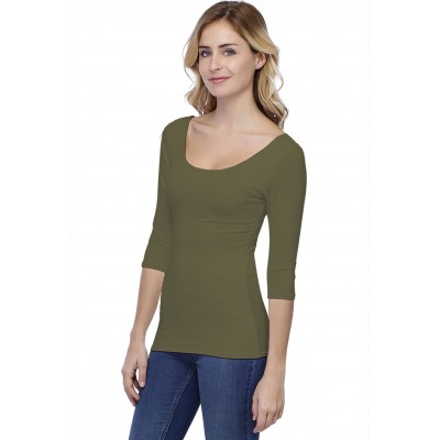 T-shirt col danseuse manches 3-4 en modal ROXANE04
