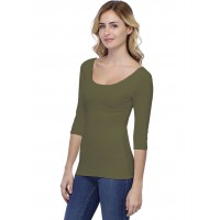 T-shirt col danseuse manches 3-4 en modal ROXANE04