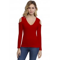 T-shirt col V épaules nues manches longues en modal ALBA05