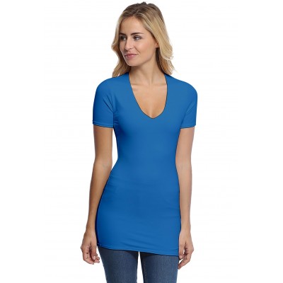 T-shirt long col V manches courtes en modal SYLVIA08