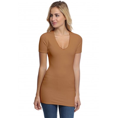 T-shirt long col V manches courtes en modal SYLVIA08