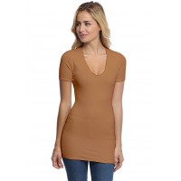 T-shirt long col V manches courtes en modal SYLVIA08