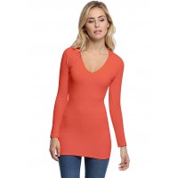 T-shirt long col V manches longues en modal SYLVIA10