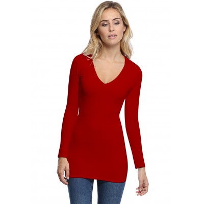 T-shirt long col V manches longues en modal SYLVIA10
