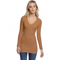 T-shirt long col V manches longues en modal SYLVIA10