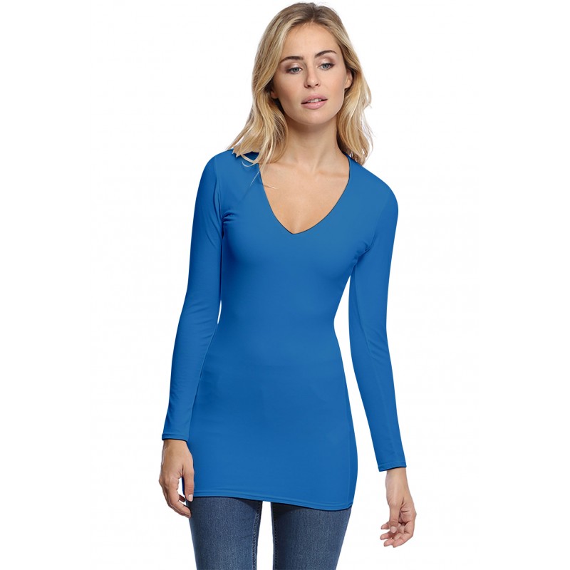 T-shirt long col V manches longues en modal SYLVIA10 T-shirt long col V manches longues en modal SYLVIA10