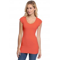 T-shirt long col rond manches courtes capes en modal ZAZA07