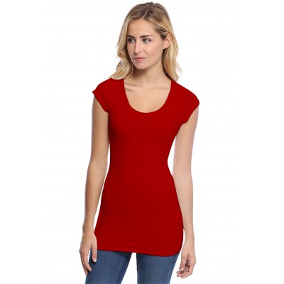 T-shirt long col rond manches courtes capes en modal ZAZA07