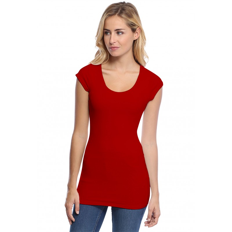 T-shirt long col rond manches courtes capes en modal ZAZA07