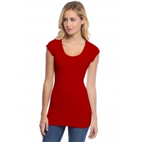 T-shirt long col rond manches courtes capes en modal ZAZA07