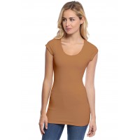T-shirt long col rond manches courtes capes en modal ZAZA07