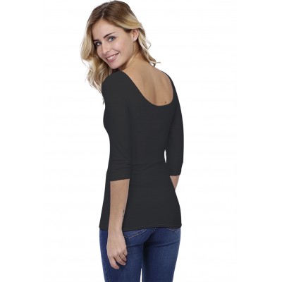 T-shirt col danseuse manches 3-4 en modal ROXANE04