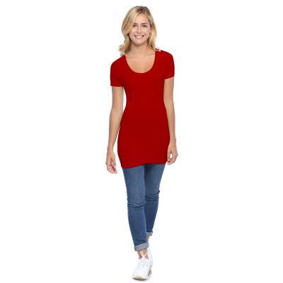 T-shirt long col rond manches courtes en modal ZAZA08