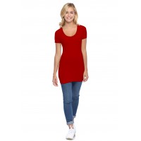 T-shirt long col rond manches courtes en modal ZAZA08