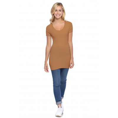 T-shirt long col rond manches courtes en modal ZAZA08