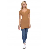 T-shirt long col rond manches courtes en modal ZAZA08