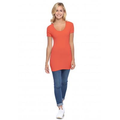 T-shirt long col rond manches courtes en modal ZAZA08