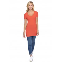 T-shirt long col rond manches courtes en modal ZAZA08