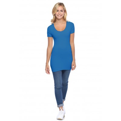 T-shirt long col rond manches courtes en modal ZAZA08