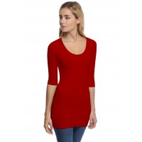 T-shirt long col rond doublé devant manches 3-4 en modal ZAZA09