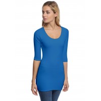 T-shirt long col rond doublé devant manches 3-4 en modal ZAZA09