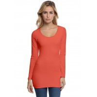 T-shirt long col rond doublé devant manches longues en modal ZAZA10