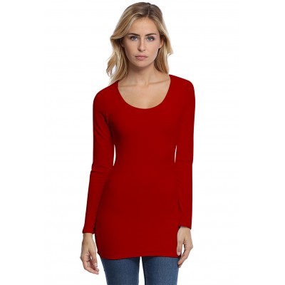 T-shirt long col rond doublé devant manches longues en modal ZAZA10