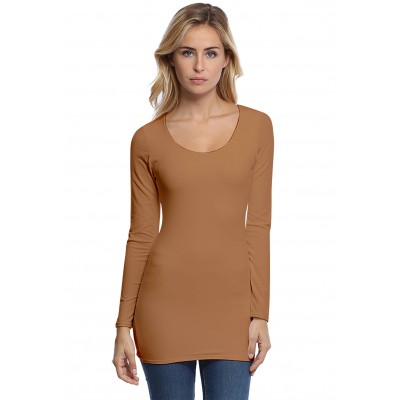 T-shirt long col rond doublé devant manches longues en modal ZAZA10