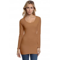 T-shirt long col rond doublé devant manches longues en modal ZAZA10