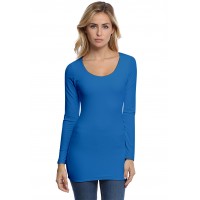 T-shirt long col rond doublé devant manches longues en modal ZAZA10