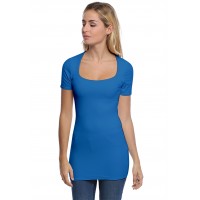 T-shirt long col carré doublé devant manches courtes en modal CLARA08