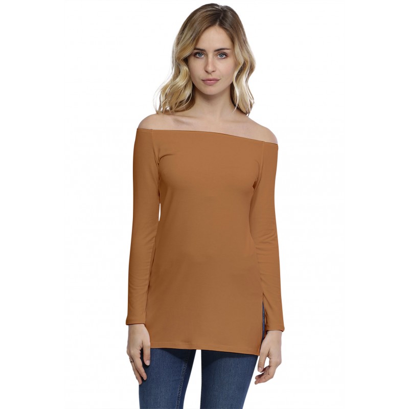 T-shirt long épaules nues en modal LANA T-shirt long épaules nues en modal LANA