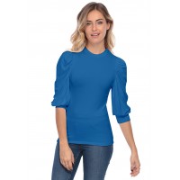 Tee-shirt col rond avec manches ballons LYANA